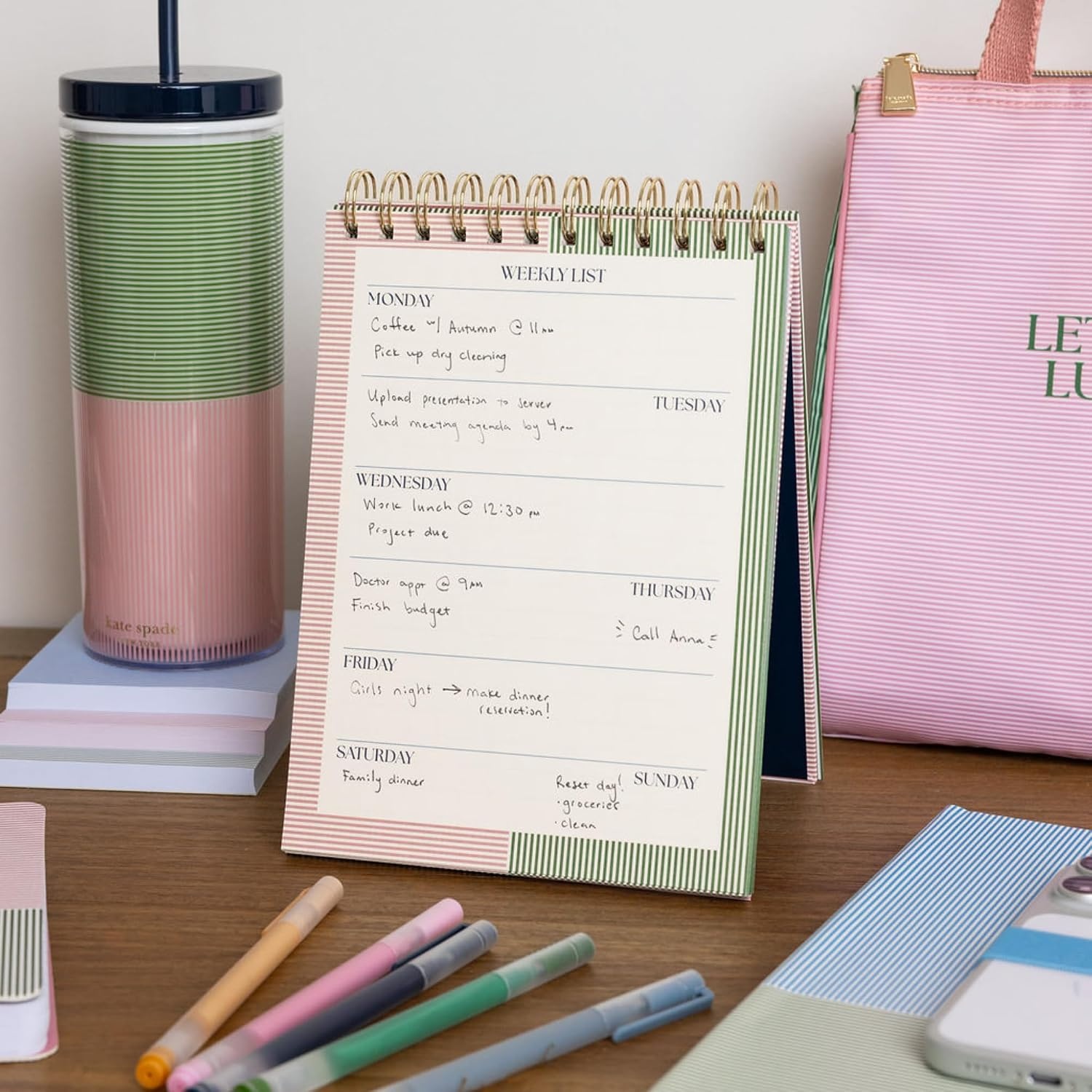 image:imagekate spade new york Gel Pen Set of 5 Inspirational Quote Pens with Colorful Ink Gold Foil Details Assorted Colors Goal Aspirations