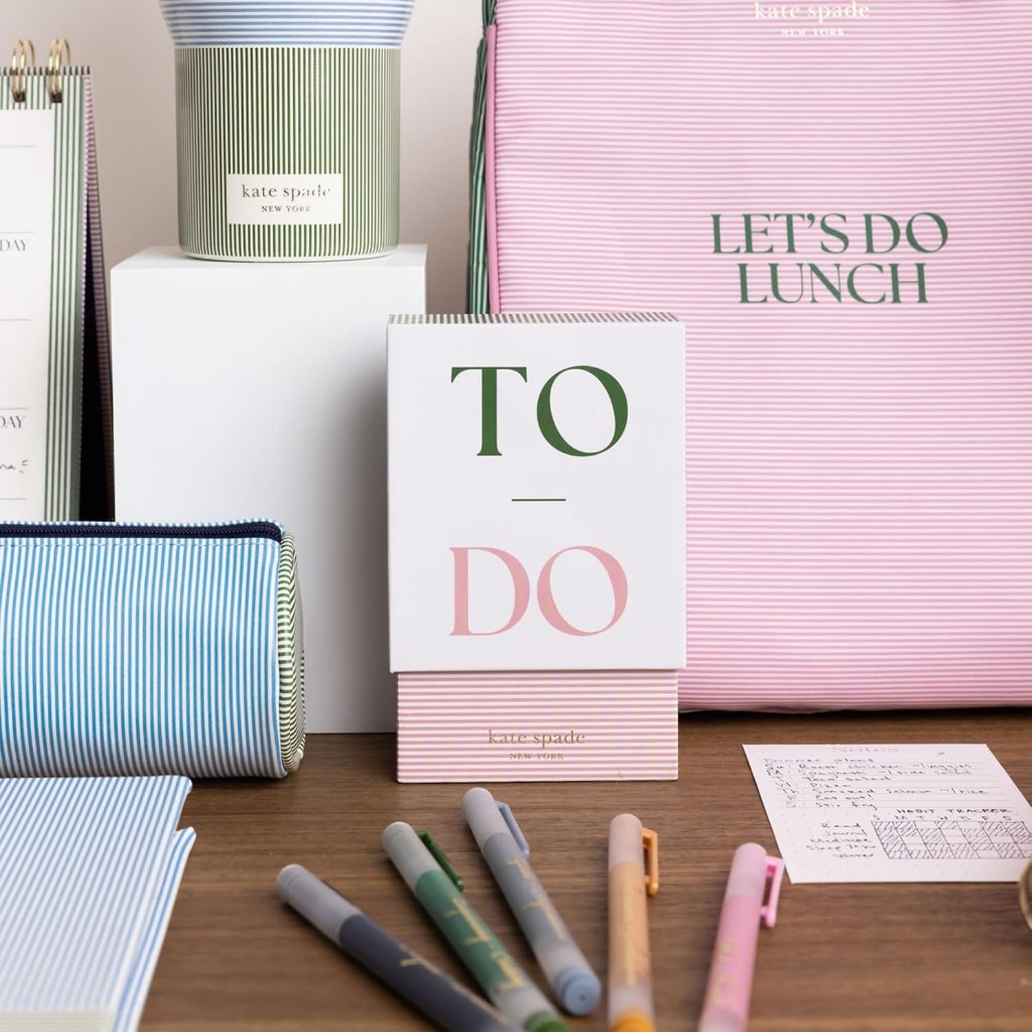image:imagekate spade new york Gel Pen Set of 5 Inspirational Quote Pens with Colorful Ink Gold Foil Details Assorted Colors Goal Aspirations