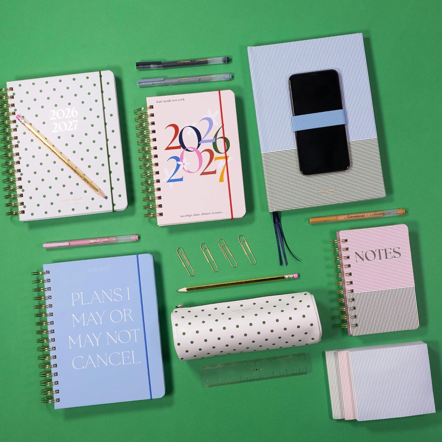 image:imagekate spade new york Stacked Notepad 575 x 4 Memo Pad Set with 225 Sheets Colorful Striped Desk Notepads for Notes Lists amp Messages Petite Stripe