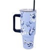 image:imagekate spade new york 40 Ounce Tumbler with Handle and Straw Cupholder Friendly Double Wall Stainless Steel Insulated Cup GreenFloral Toile