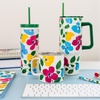 image:imagekate spade new york 40 Ounce Tumbler with Handle and Straw Cupholder Friendly Double Wall Stainless Steel Insulated Cup GreenPainterly Bouquet