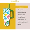 image:imagekate spade new york 40 Ounce Tumbler with Handle and Straw Cupholder Friendly Double Wall Stainless Steel Insulated Cup GreenPainterly Bouquet