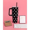 image:imagekate spade new york 40 Ounce Tumbler with Handle and Straw Cupholder Friendly Double Wall Stainless Steel Insulated Cup GreenPicture Dot