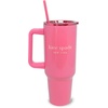image:imagekate spade new york 40 Ounce Tumbler with Handle and Straw Cupholder Friendly Double Wall Stainless Steel Insulated Cup GreenPink