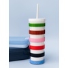 image:imagekate spade new york Acrylic Tumbler with Lid and Straw 24 oz Tumbler Slim Double Wall Tumbler Spade SmileyAdventure Stripe