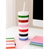 image:imagekate spade new york Acrylic Tumbler with Lid and Straw 24 oz Tumbler Slim Double Wall Tumbler Spade SmileyAdventure Stripe