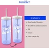 image:imagekate spade new york Acrylic Tumbler with Lid and Straw 24 oz Tumbler Slim Double Wall Tumbler Spade SmileyBlue