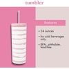 image:imagekate spade new york Acrylic Tumbler with Lid and Straw 24 oz Tumbler Slim Double Wall Tumbler Spade SmileyGoddess Stripe
