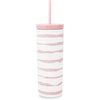 image:imagekate spade new york Acrylic Tumbler with Lid and Straw 24 oz Tumbler Slim Double Wall Tumbler Spade SmileyGoddess Stripe