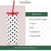 image:imagekate spade new york Acrylic Tumbler with Lid and Straw 24 oz Tumbler Slim Double Wall Tumbler Spade SmileyLadybug Dot