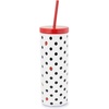 image:imagekate spade new york Acrylic Tumbler with Lid and Straw 24 oz Tumbler Slim Double Wall Tumbler Spade SmileyLadybug Dot
