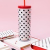 image:imagekate spade new york Acrylic Tumbler with Lid and Straw 24 oz Tumbler Slim Double Wall Tumbler Spade SmileyLadybug Dot