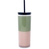image:imagekate spade new york Acrylic Tumbler with Lid and Straw 24 oz Tumbler Slim Double Wall Tumbler Spade SmileyPetite Stripe