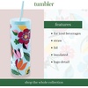 image:imagekate spade new york Acrylic Tumbler with Lid and Straw 24 oz Tumbler Slim Double Wall Tumbler Spade SmileySafari Floral