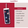 image:imagekate spade new york Acrylic Tumbler with Lid and Straw 24 oz Tumbler Slim Double Wall Tumbler Spade SmileySpade Smiley