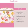 image:imagekate spade new york Insulated Lunch Tote Small Lunch Cooler Cute Lunch Bag for Women Striped Thermal Bag with Double Zipper Close and Carrying Handle Invite OnlySpring Pansies