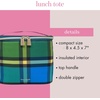 image:imagekate spade new york Insulated Lunch Tote Small Lunch Cooler Cute Lunch Bag for Women Striped Thermal Bag with Double Zipper Close and Carrying Handle Invite OnlyGrand Plaid Duo