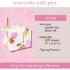 image:imagekate spade new york Note Cube with 400 Blank Sheets and Black Ink Pen Cute Paper Holder for Desk Joyful GardenSpring Pansies