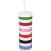 image:imagekate spade new york Acrylic Tumbler with Lid and Straw 24 oz Tumbler Slim Double Wall Tumbler Spade SmileyAdventure Stripe