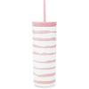 image:imagekate spade new york Acrylic Tumbler with Lid and Straw 24 oz Tumbler Slim Double Wall Tumbler Spade SmileyGoddess Stripe