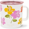image:imagekate spade new york Stainless Steel Insulated Mug with Handle and Lid 16 Ounce Double Wall Tumbler Reusable Coffee Travel Mug for Hot and Cold Drinks Hidden GardenSpring Pansies