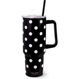 image:imagekate spade new york 40 Ounce Tumbler with Handle and Straw Cupholder Friendly Double Wall Stainless Steel Insulated Cup GreenPicture Dot