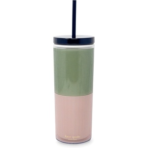 image:imagekate spade new york Acrylic Tumbler with Lid and Straw 24 oz Tumbler Slim Double Wall Tumbler Spade SmileyPetite Stripe