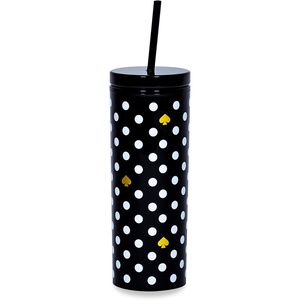 image:imagekate spade new york Acrylic Tumbler with Lid and Straw 24 oz Tumbler Slim Double Wall Tumbler Spade SmileyPolka Dots