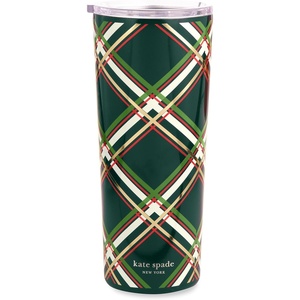 image:imagekate spade new york Cute Stainless Steel Mug 24 Ounce Travel Tumbler Double Wall Insulated Cup with Lid Picture Dot BlackWhiteSpruce Plaid