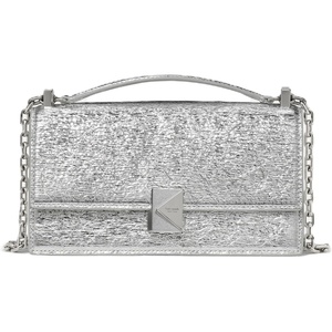 image:imagekate spade new york Deco Quilted Leather Mini Flap Chain CrossbodyCrinkle Metallic Silver