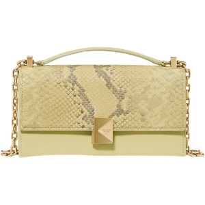image:imagekate spade new york Deco Quilted Leather Mini Flap Chain CrossbodySnake Embossed Pale Citron