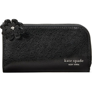 image:imagekate spade new york Devin I Love You Script Embossed Leather Small Slim Bifold WalletGlazed Black With Novel Zip Pull