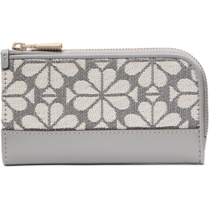 image:imagekate spade new york Devin I Love You Script Embossed Leather Small Slim Bifold WalletGrey Spade Flower