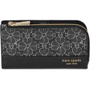 image:imagekate spade new york Devin I Love You Script Embossed Leather Small Slim Bifold WalletSpade Flower Black Multi