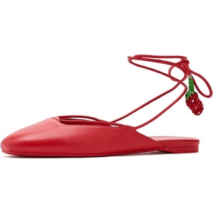 image:imagekate spade new york Eloise Strawberry Smooth Leather Ankle Wrap Mule FlatHeirloom Tomato Strawberry