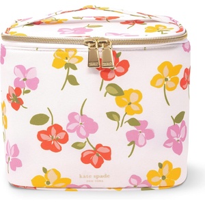 image:imagekate spade new york Insulated Lunch Tote Small Lunch Cooler Cute Lunch Bag for Women Striped Thermal Bag with Double Zipper Close and Carrying Handle Invite OnlySpring Pansies