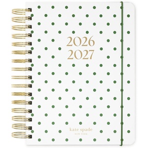image:imagekate spade new york Large Planner 85 x 725 Spiral Bound Agenda with Monthly amp Weekly Layouts Goal Tracker Vacation Planner Stickers Tabs Elastic Closure amp Pocket August 2026December 2027 Joyful GardenLexington Dot