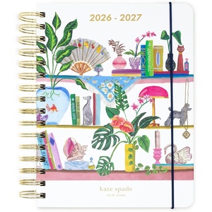 image:imagekate spade new york Large Planner 85 x 725 Spiral Bound Agenda with Monthly amp Weekly Layouts Goal Tracker Vacation Planner Stickers Tabs Elastic Closure amp Pocket August 2026December 2027 Joyful GardenBookshelf