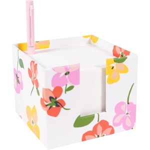 image:imagekate spade new york Note Cube with 400 Blank Sheets and Black Ink Pen Cute Paper Holder for Desk Joyful GardenSpring Pansies