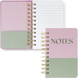 image:imagekate spade new york Pocket Notebook 625 x 4 Spiral Bound Journal with 320 Lined Pages Gold WireO Binding amp Interior Pocket Portable Field Notes Notebook Petite Stripe