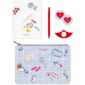 image:imagekate spade new york Reading Kit Set with Book Journal Ballpoint Pen Book Holder Novelty Decision Coin and Zipper Canvas Pouch Park Picnic