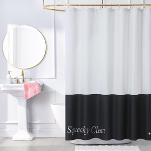 image:imagekate spade new york Squeaky Clean Color Block Shower Curtain 72 in x 72 in Made from 100 Cotton Machine Washable Black and White Shower CurtainBlack