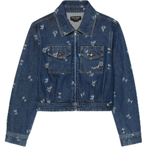 image:imagekate spade new york Womens Vibrant Buds Embroidered Denim JacketMarine Blue Wash