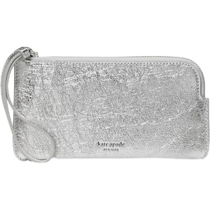image:imagekate spade new york Womens Zippy Smooth Leather Small WristletCrinkle Metallic Silver