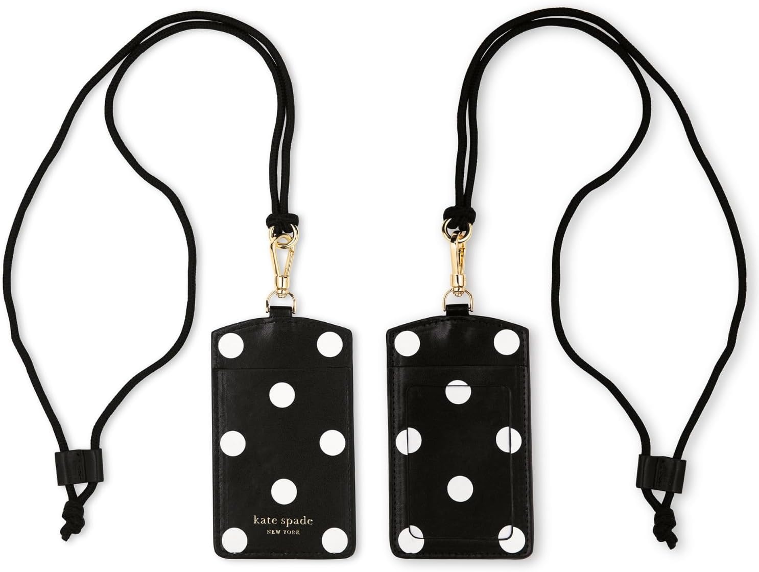image:imageKate Spade New York ID Badge Holder with Lanyard Vegan Leather Slim Card Wallet Name Tag Case for Work School or Travel Gold Dot with ScriptPicture Dot