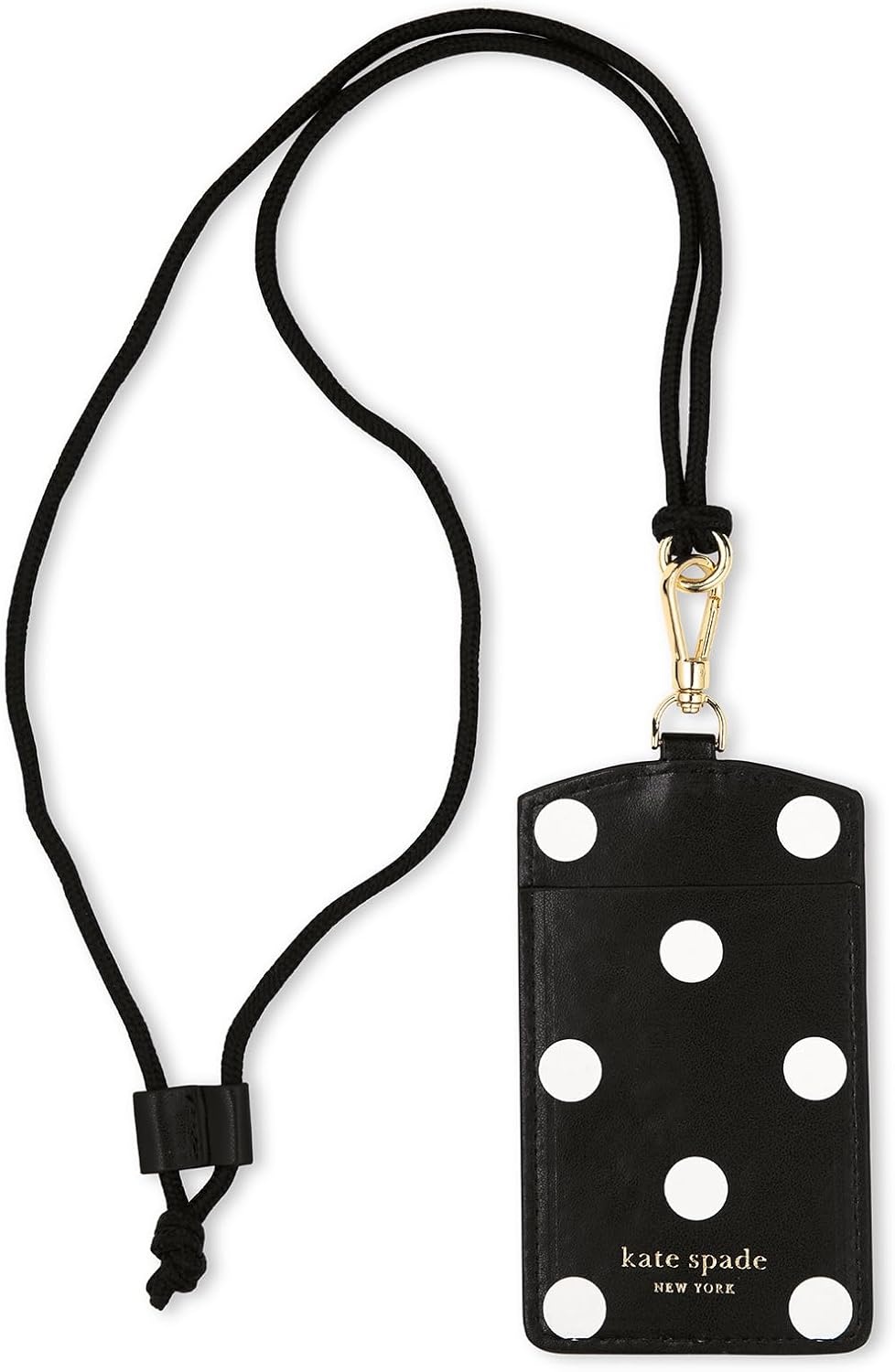 image:imageKate Spade New York ID Badge Holder with Lanyard Vegan Leather Slim Card Wallet Name Tag Case for Work School or Travel Gold Dot with ScriptPicture Dot