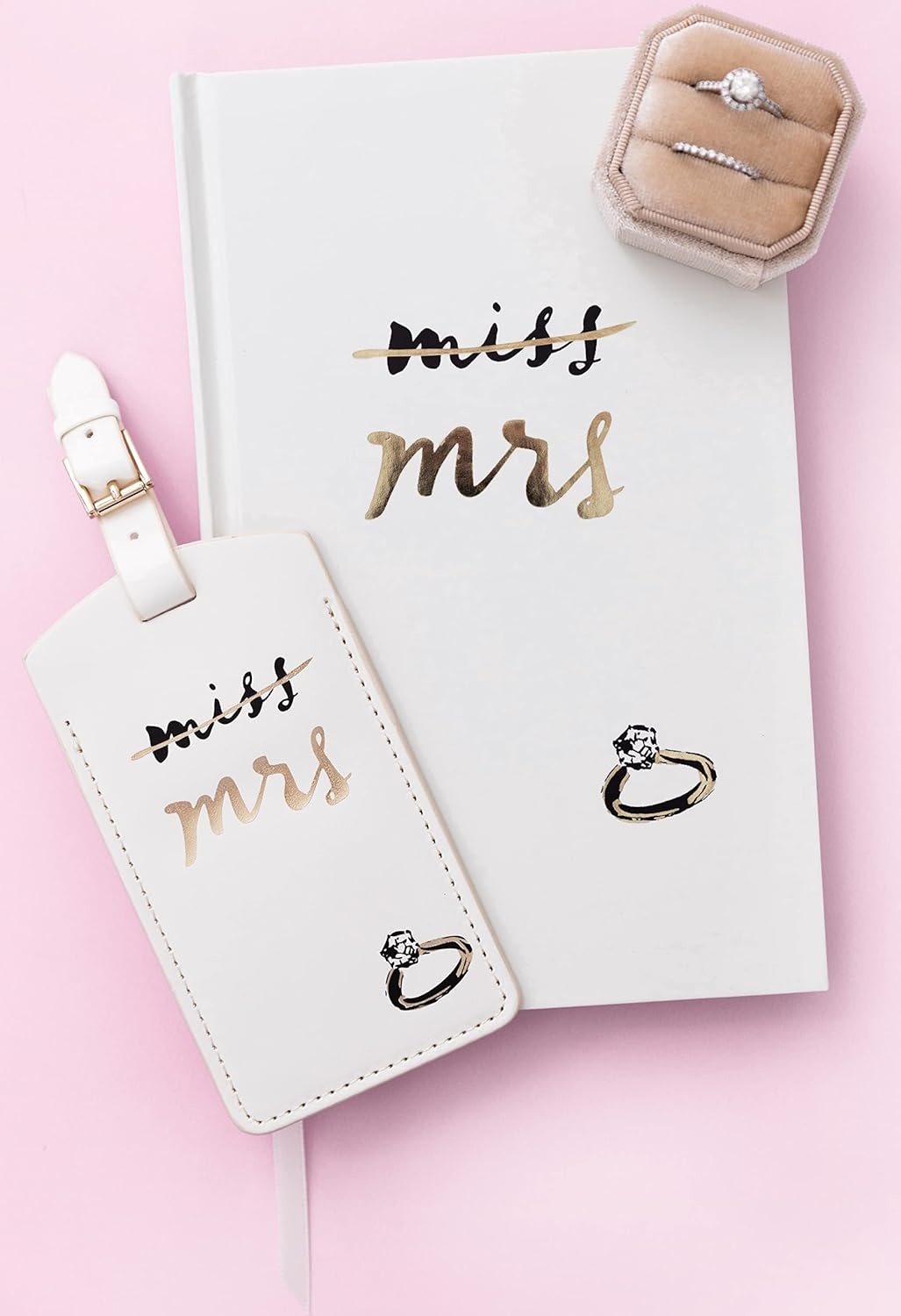 image:imageKate Spade New York White Vegan Leather Luggage Tag Bridal Gift for Bride Cute Travel Tag for Honeymoon Durable Suitcase Tag Miss to Mrs