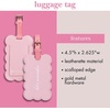 image:imageKate Spade New York Cute Pink Luggage Tag for Women Durable Vegan Leather Suitcase Tag Unique Luggage Identifier with Scallop Edge Lets Wander