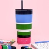 image:imagekate spade new york 20 Ounce Insulated Tumbler for Cold and Hot Drinks with Reusable Straw Stainless Steel Travel Cup with Slide Top Lid Gingham GardenSunny Day Stripe