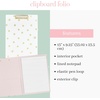 image:imagekate spade new york A4 Clipboard Folio with Low Profile Clip Professional Padfolio Includes Lined Notepad Pen Loop and Pocket Ocean StripeBrushy Rose